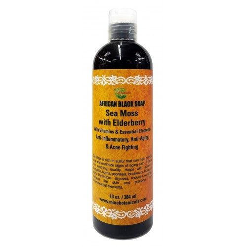 Sea Moss with Elderberry African Liquid Black Soap (13oz)